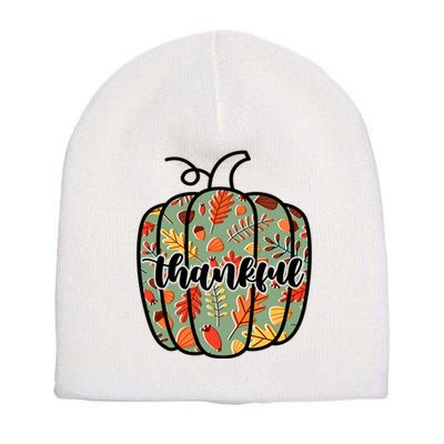 Thankful Fall Nature Pumpkin Short Acrylic Beanie