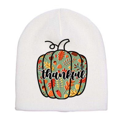 Thankful Fall Nature Pumpkin Short Acrylic Beanie