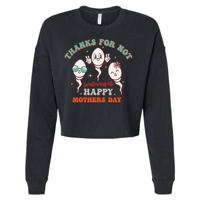 Thanks For Not Swallowing Us Funny Mother's Day Mom Mommy Cropped Pullover Crew