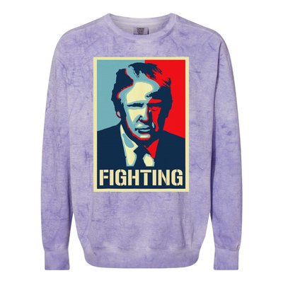 Trump Fight Never Stop Saving America Design Colorblast Crewneck Sweatshirt