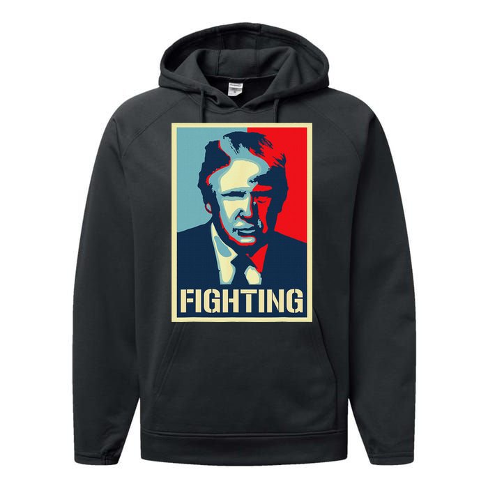 Trump Fight Never Stop Saving America Design Performance Fleece Hoodie