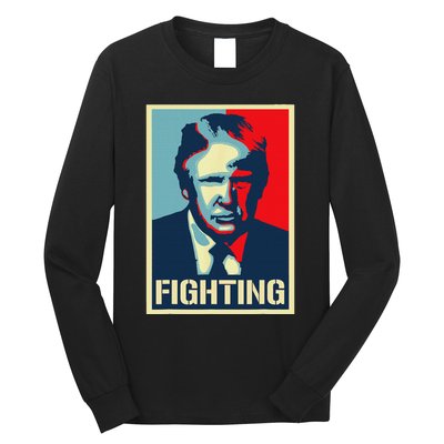 Trump Fight Never Stop Saving America Design Long Sleeve Shirt