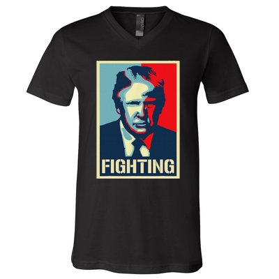 Trump Fight Never Stop Saving America Design V-Neck T-Shirt