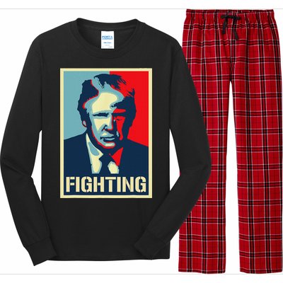 Trump Fight Never Stop Saving America Design Long Sleeve Pajama Set