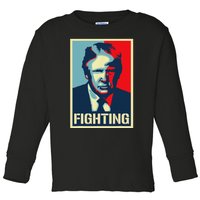 Trump Fight Never Stop Saving America Design Toddler Long Sleeve Shirt