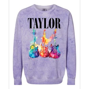 Taylor First Name Personalized Groovy 80S 90S Colorblast Crewneck Sweatshirt