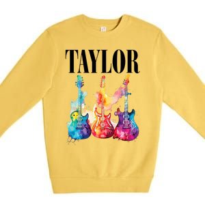 Taylor First Name Personalized Groovy 80S 90S Premium Crewneck Sweatshirt