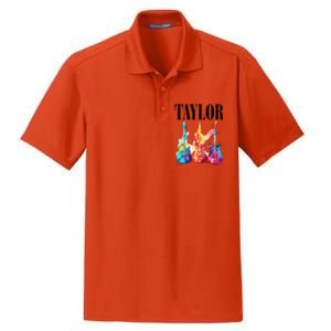 Taylor First Name Personalized Groovy 80S 90S Dry Zone Grid Polo