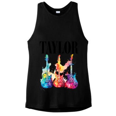 Taylor First Name Personalized Groovy 80S 90S Ladies PosiCharge Tri-Blend Wicking Tank