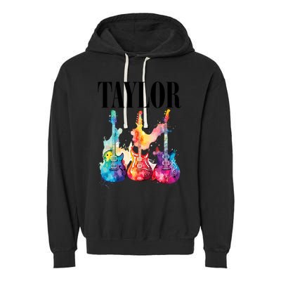 Taylor First Name Personalized Groovy 80S 90S Garment-Dyed Fleece Hoodie