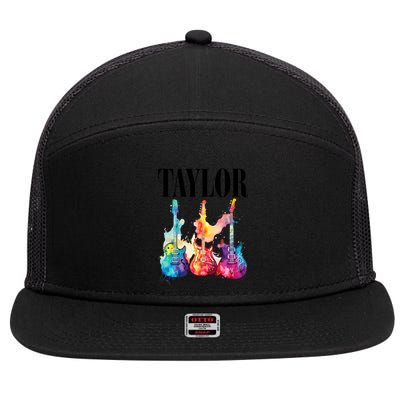 Taylor First Name Personalized Groovy 80S 90S 7 Panel Mesh Trucker Snapback Hat