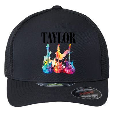 Taylor First Name Personalized Groovy 80S 90S Flexfit Unipanel Trucker Cap