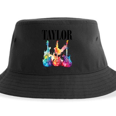 Taylor First Name Personalized Groovy 80S 90S Sustainable Bucket Hat
