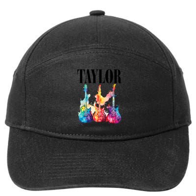 Taylor First Name Personalized Groovy 80S 90S 7-Panel Snapback Hat