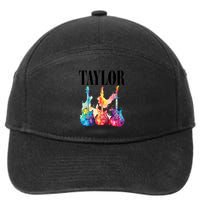 Taylor First Name Personalized Groovy 80S 90S 7-Panel Snapback Hat