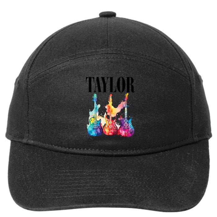 Taylor First Name Personalized Groovy 80S 90S 7-Panel Snapback Hat