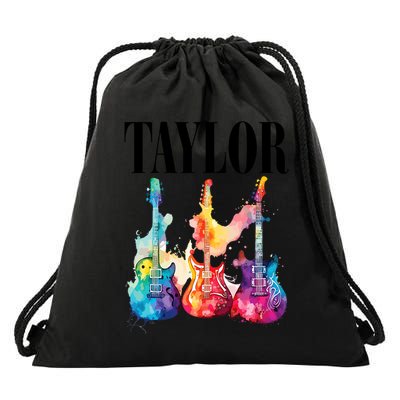 Taylor First Name Personalized Groovy 80S 90S Drawstring Bag