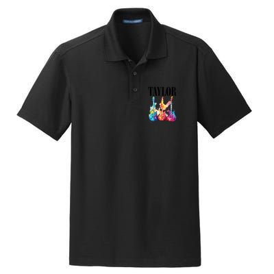 Taylor First Name Personalized Groovy 80S 90S Dry Zone Grid Polo