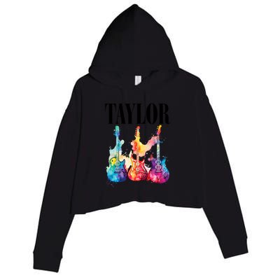 Taylor First Name Personalized Groovy 80S 90S Crop Fleece Hoodie