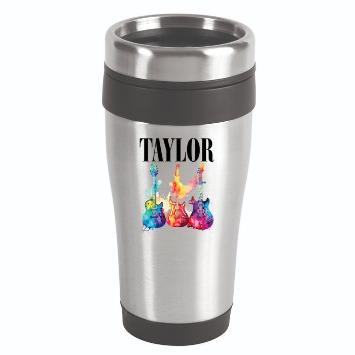 Taylor First Name Personalized Groovy 80S 90S 16oz Travel Tumbler