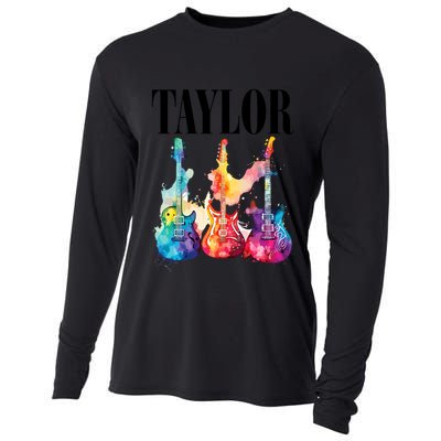 Taylor First Name Personalized Groovy 80S 90S Cooling Performance Long Sleeve Crew