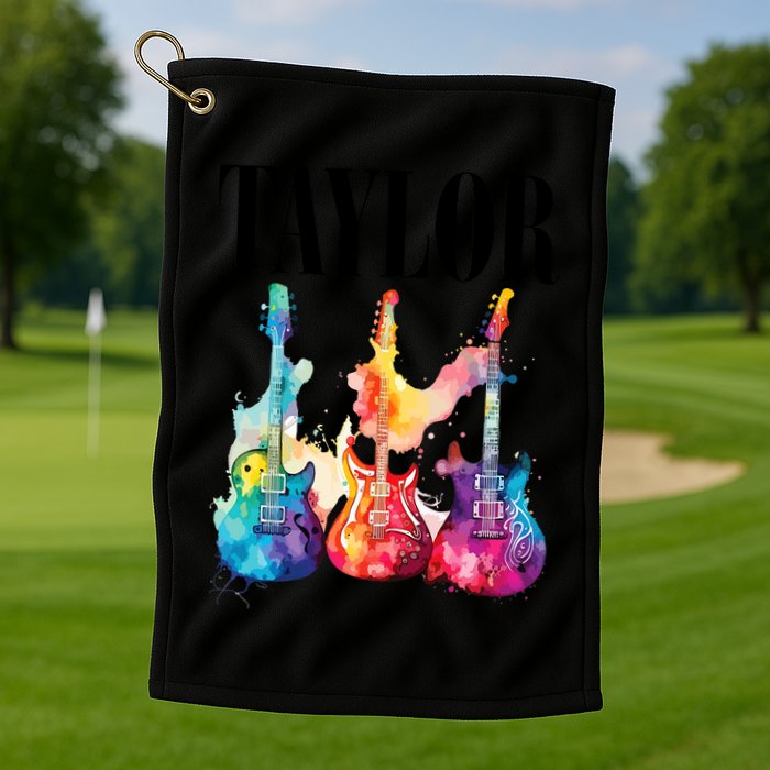 Taylor First Name Personalized Groovy 80S 90S Golf Towel