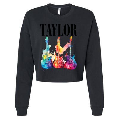 Taylor First Name Personalized Groovy 80S 90S Cropped Pullover Crew