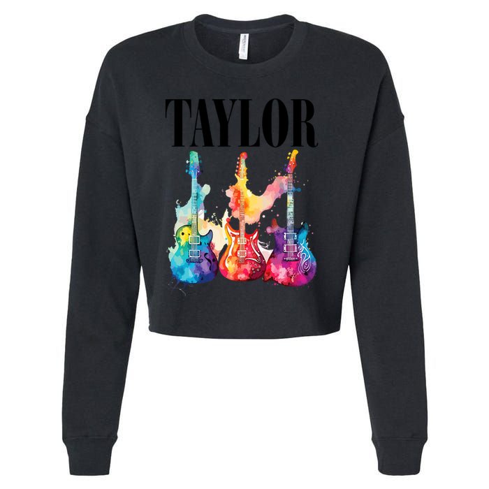 Taylor First Name Personalized Groovy 80S 90S Cropped Pullover Crew