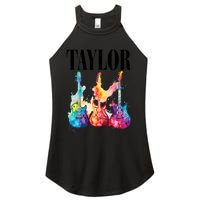 Taylor First Name Personalized Groovy 80S 90S Women's Perfect Tri Rocker Tank