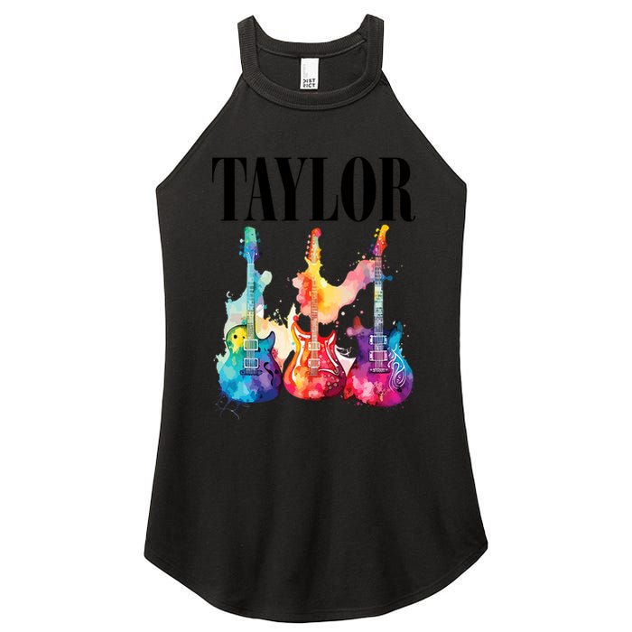 Taylor First Name Personalized Groovy 80S 90S Women's Perfect Tri Rocker Tank