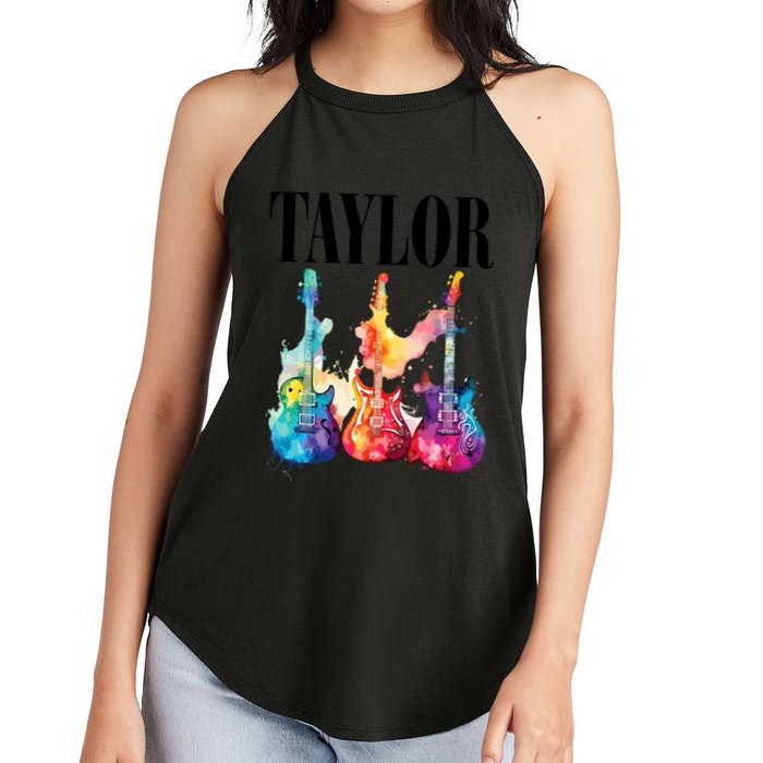 Taylor First Name Personalized Groovy 80S 90S Women's Perfect Tri Rocker Tank