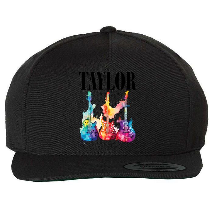 Taylor First Name Personalized Groovy 80S 90S Wool Snapback Cap