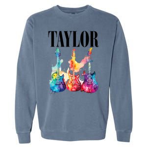 Taylor First Name Personalized Groovy 80S 90S Garment-Dyed Sweatshirt