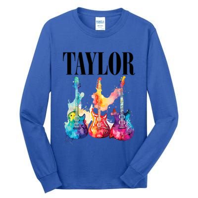 Taylor First Name Personalized Groovy 80S 90S Tall Long Sleeve T-Shirt