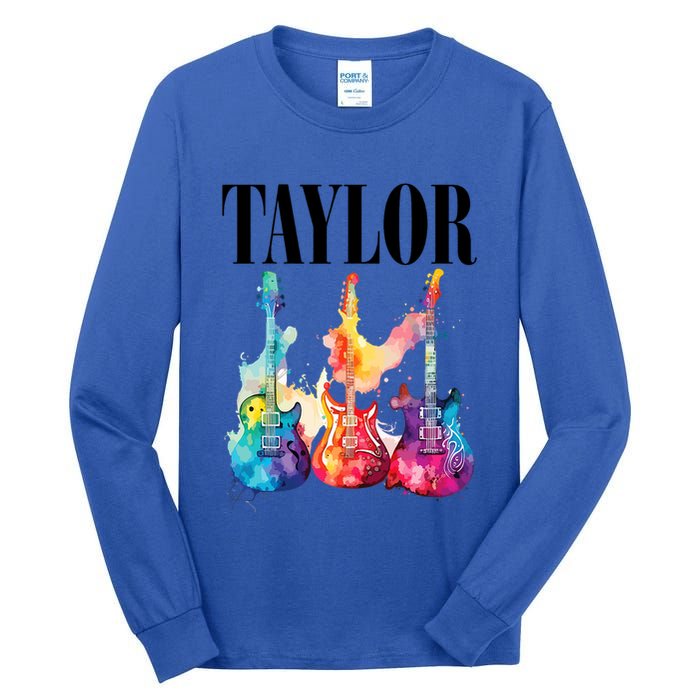Taylor First Name Personalized Groovy 80S 90S Tall Long Sleeve T-Shirt