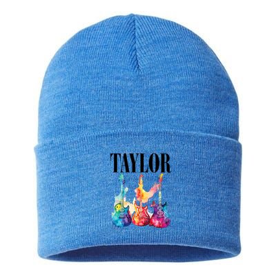 Taylor First Name Personalized Groovy 80S 90S Sustainable Knit Beanie