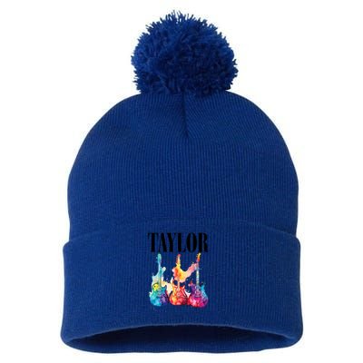 Taylor First Name Personalized Groovy 80S 90S Pom Pom 12in Knit Beanie