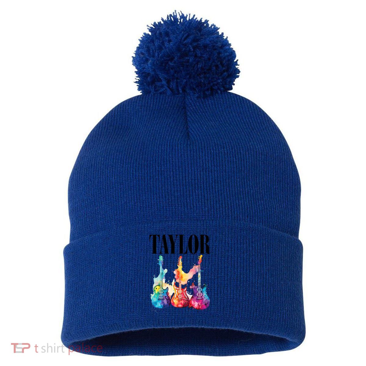 Taylor First Name Personalized Groovy 80S 90S Pom Pom 12in Knit Beanie