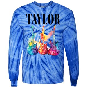 Taylor First Name Personalized Groovy 80S 90S Tie-Dye Long Sleeve Shirt