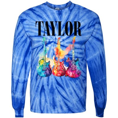 Taylor First Name Personalized Groovy 80S 90S Tie-Dye Long Sleeve Shirt