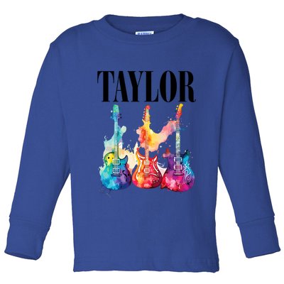 Taylor First Name Personalized Groovy 80S 90S Toddler Long Sleeve Shirt