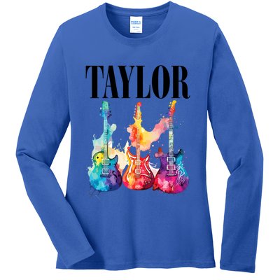 Taylor First Name Personalized Groovy 80S 90S Ladies Long Sleeve Shirt