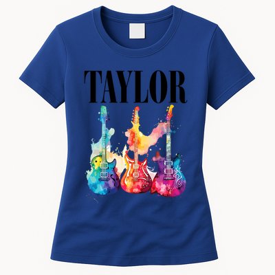 Taylor First Name Personalized Groovy 80S 90S Womens T-Shirt