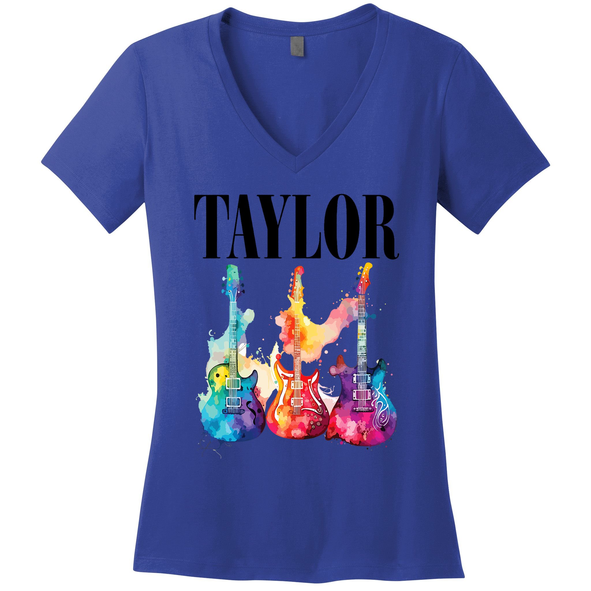 Taylor First Name Personalized Groovy 80S 90S Women's V-Neck T-Shirt