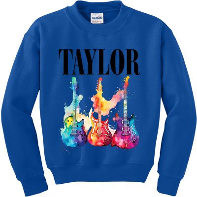 Taylor First Name Personalized Groovy 80S 90S Kids Sweatshirt