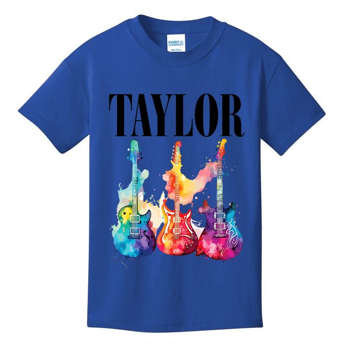 Taylor First Name Personalized Groovy 80S 90S Kids T-Shirt