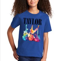 Taylor First Name Personalized Groovy 80S 90S Kids T-Shirt