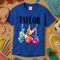 Taylor First Name Personalized Groovy 80S 90S Kids T-Shirt
