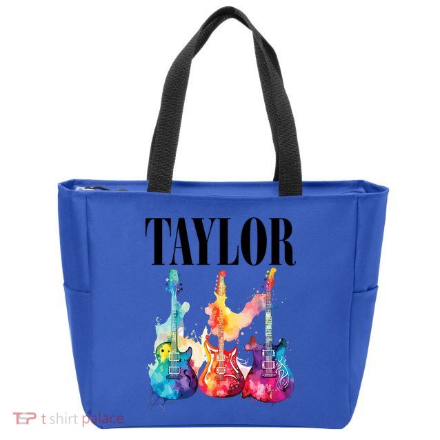 Taylor First Name Personalized Groovy 80S 90S Zip Tote Bag