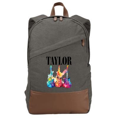 Taylor First Name Personalized Groovy 80S 90S Cotton Canvas Backpack